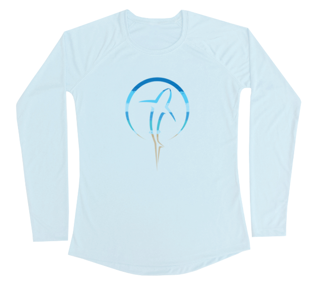 Shark Zen Womens Long Sleeve UV Beachscape Arctic Blue Performance Shirt