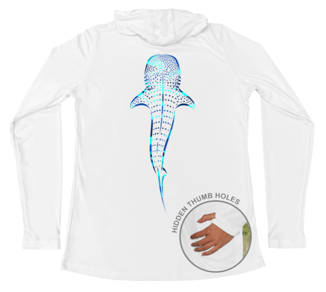 Womens Long Sleeve UV Water Camouflage Whale Shark Swim Hoodie