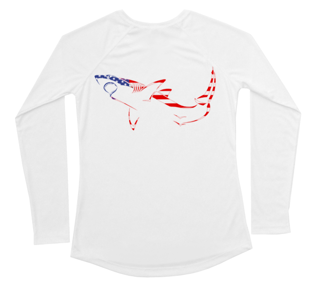 Shark American Flag Womens Swim Shirt
