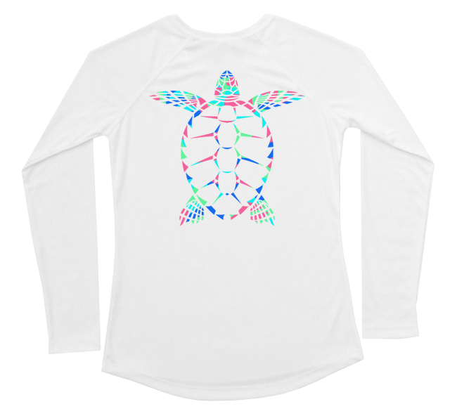 Womens Long Sleeve UV Tropical Sea Turtle Swim Shirt