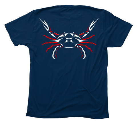 Blue Crab Red White and Blue Navy T-Shirt