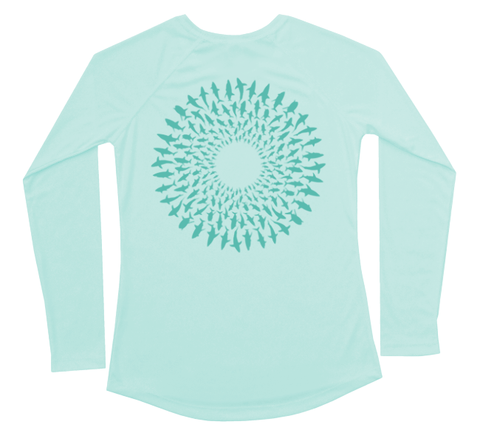 Great White Shark Mandala Performance Build-A-Shirt (Women - Back / SG)