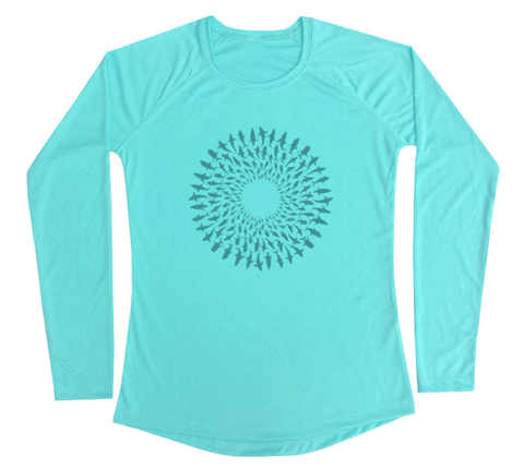 Great White Shark Mandala Performance Build-A-Shirt (Women - Front / WB)