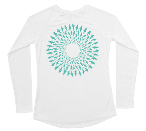 Great White Shark Mandala Performance Build-A-Shirt (Women - Back / WH)