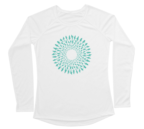 Great White Shark Mandala Performance Build-A-Shirt (Women - Front / WH)