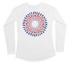 Great White Shark Mandala Red White and Blue Womens Swim Shirt