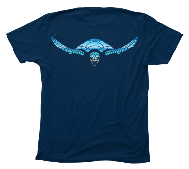 Hawksbill Sea Turtle Beachscape Navy T-Shirt