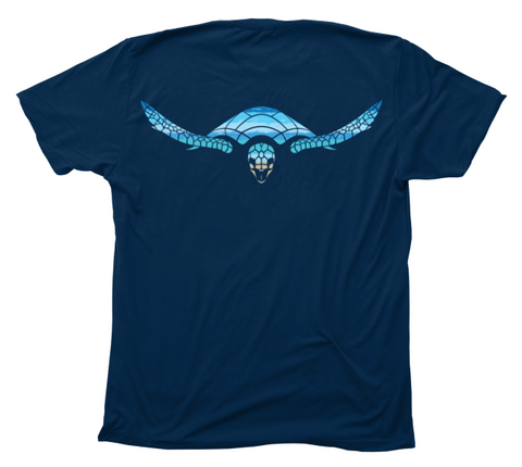 Hawksbill Sea Turtle Beachscape Navy T-Shirt