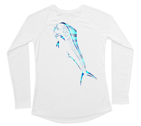 Womens Long Sleeve UV Water Camouflage Bluefin Tuna Swim Shirt