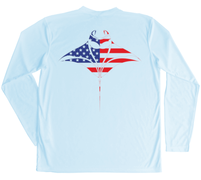 Manta Ray American Flag Swim Shirt