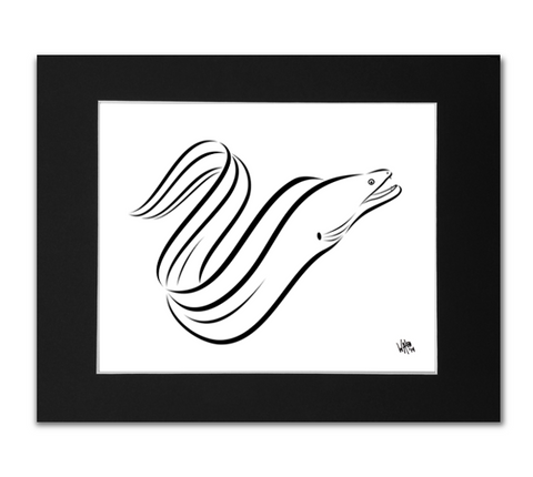 Moray Eel Wall Art Print - Museum Quality Black And White Eel Artwork