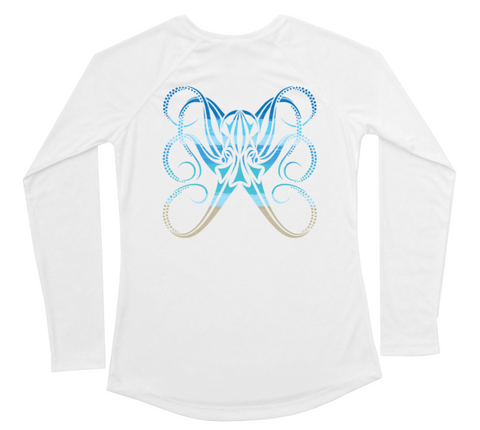 Octopus Womens Long Sleeve UV Beachscape White Swim Shirt