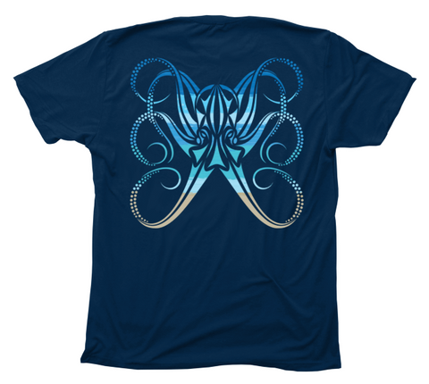 Octopus Beachscape Navy T-Shirt