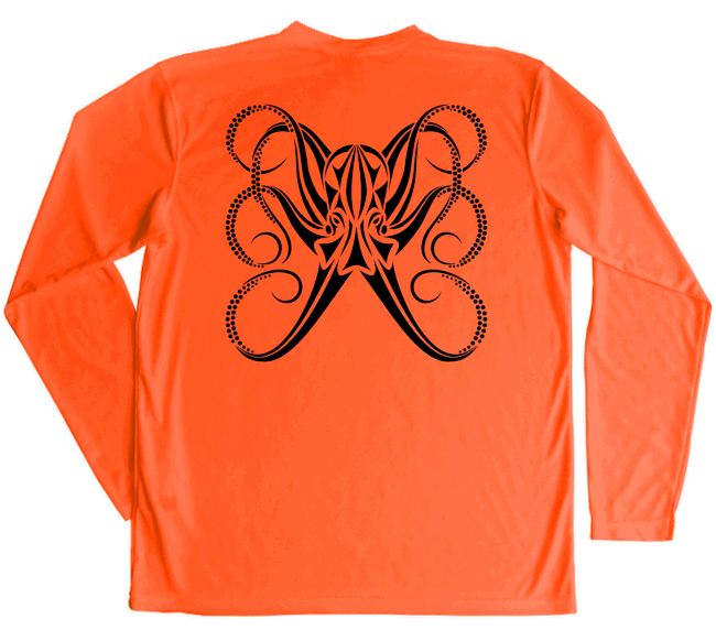 Octopus Performance Shirt with Octopus in lime on navy fabric