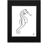 Seahorse Art Print - Black and White Seahorse Design