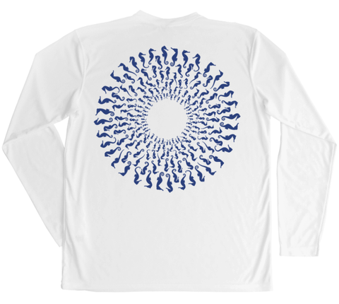Seahorse Mandala Performance Build-A-Shirt (Back / WH)