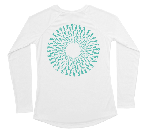 Seahorse Mandala Performance Build-A-Shirt (Women - Back / WH)