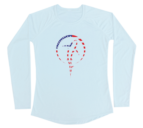 Shark Zen Performance American Flag Womens Sun Shirt