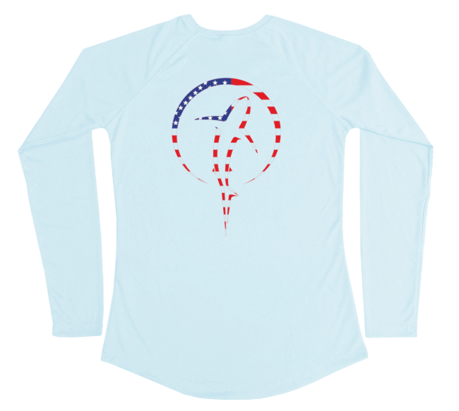 Shark Zen Performance American Flag Womens Sun Shirt