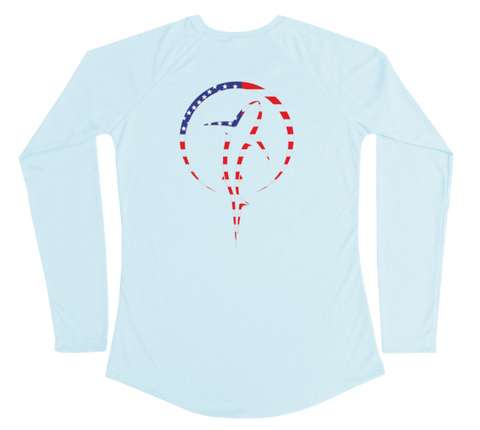 Shark Zen Performance American Flag Womens Sun Shirt