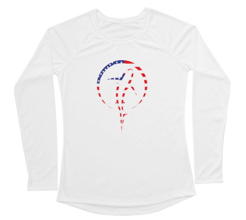 Shark Zen American Flag Womens Swim Shirt