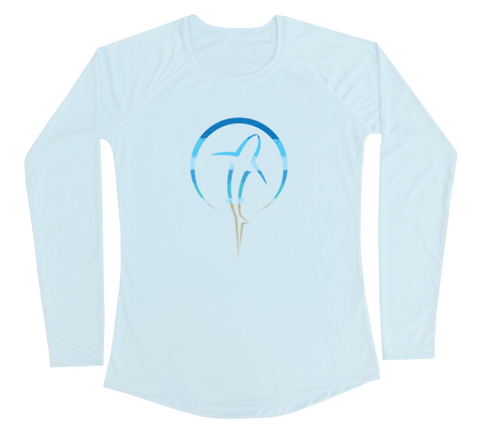 Shark Zen Womens Long Sleeve UV Beachscape Arctic Blue Performance Shirt