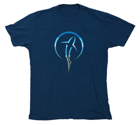 Shark Zen Beachscape Navy T-Shirt Front