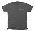 Front of dark grey distilled Octopus t-shirt with Shark Zen front left chest logo