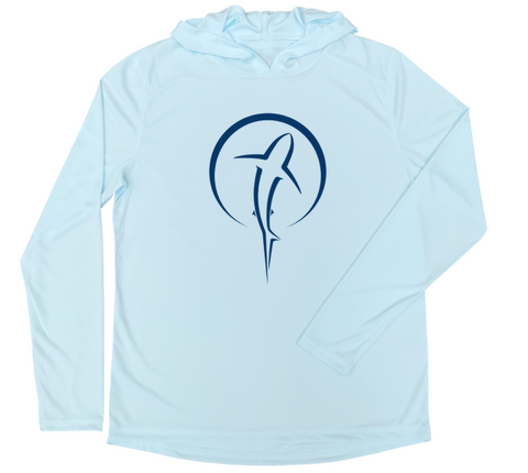 Men's Long Sleeve Shark UV Performance Hoodie - Arctic Blue