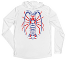 Men's Long Sleeve Red White & Blue Spiny Lobster Hooded Sun Shirt