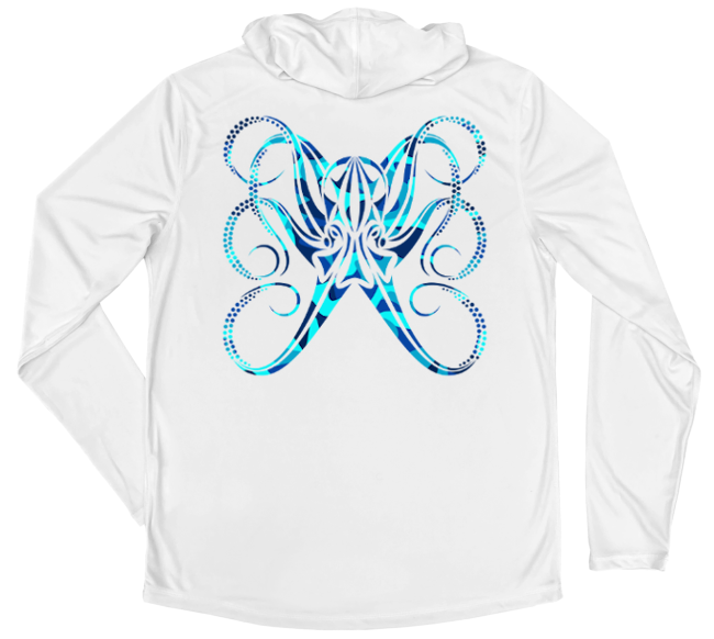 Men's Long Sleeve Water Camouflage Octopus Hooded Sun Shirt
