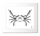 Blue Crab Black and White Art Print, designed by artist Billy Walsh