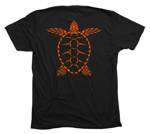 Loggerhead Sea Turtle T-Shirt [Back - BL / OR]