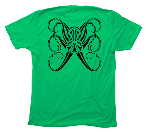 Tribal Octopus T-Shirt [Front or Back - Green / BL]