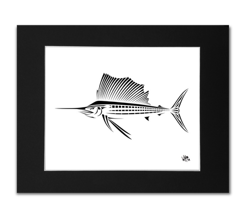Sailfish Wall Art Print - Museum Quality Black And White Billfish Artwork