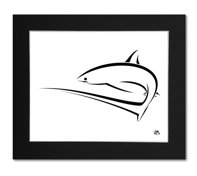 Thresher Shark Art Print - Black Mat 16x20 Print
